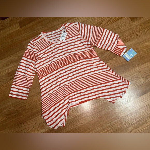 Lulu-B Sharkbite Textured Striped Blouse Size M - Picture 1 of 6